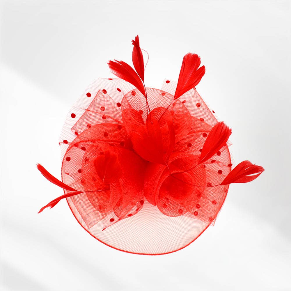 Feather Mesh Flower Fascinator / Headband