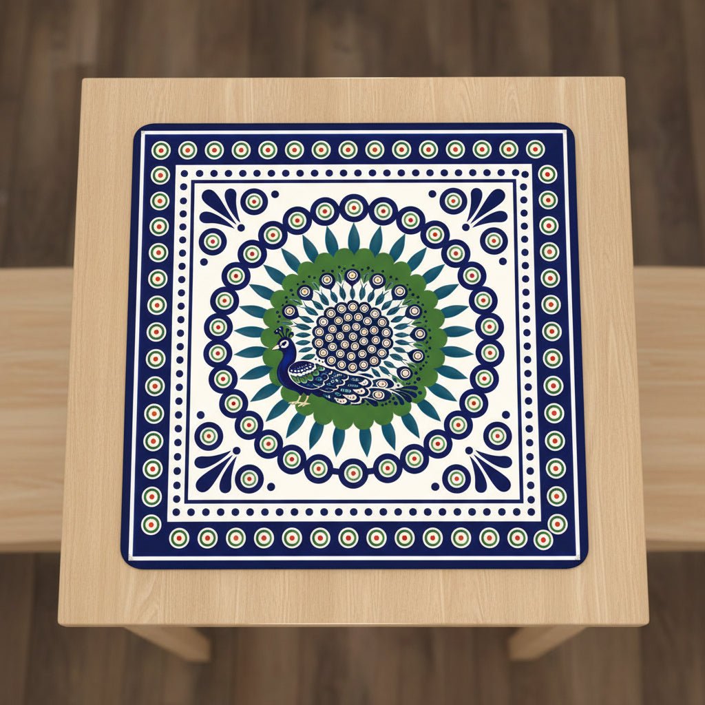 Porcelain Peacock Eye Pottery Inspired Mahjong Mat