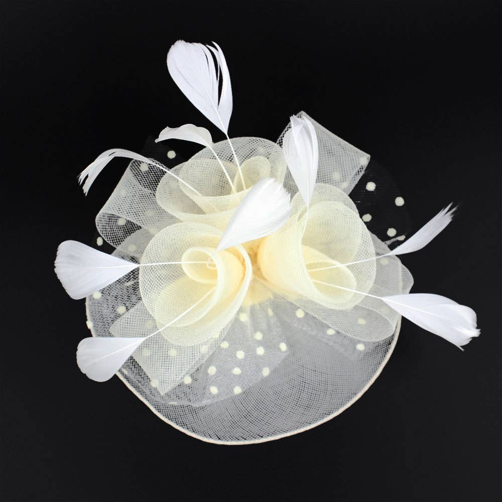 Feather Mesh Flower Fascinator / Headband