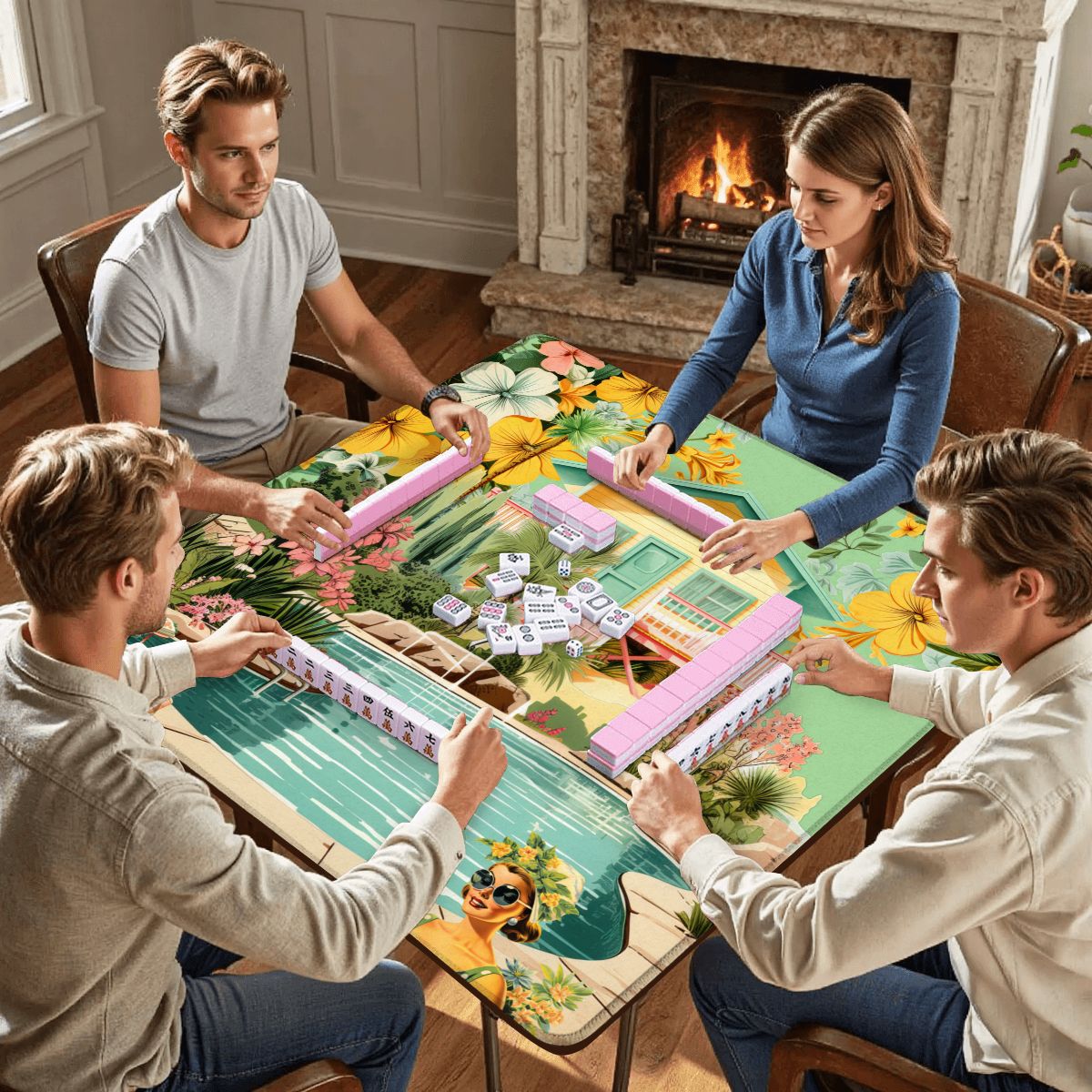 Palms and Paradise Nostalgic Mahjong Mat