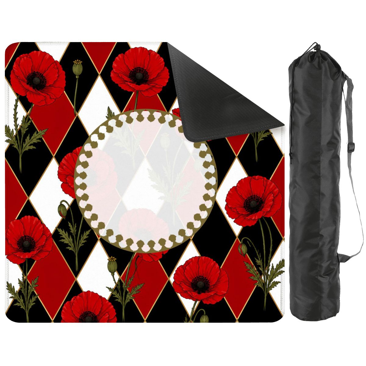 Harlequin Romance Red Poppy Play Mahjong Mat