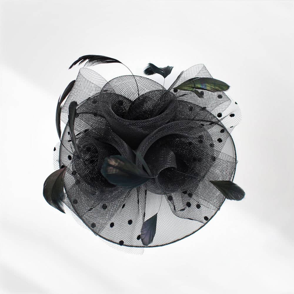 Feather Mesh Flower Fascinator / Headband