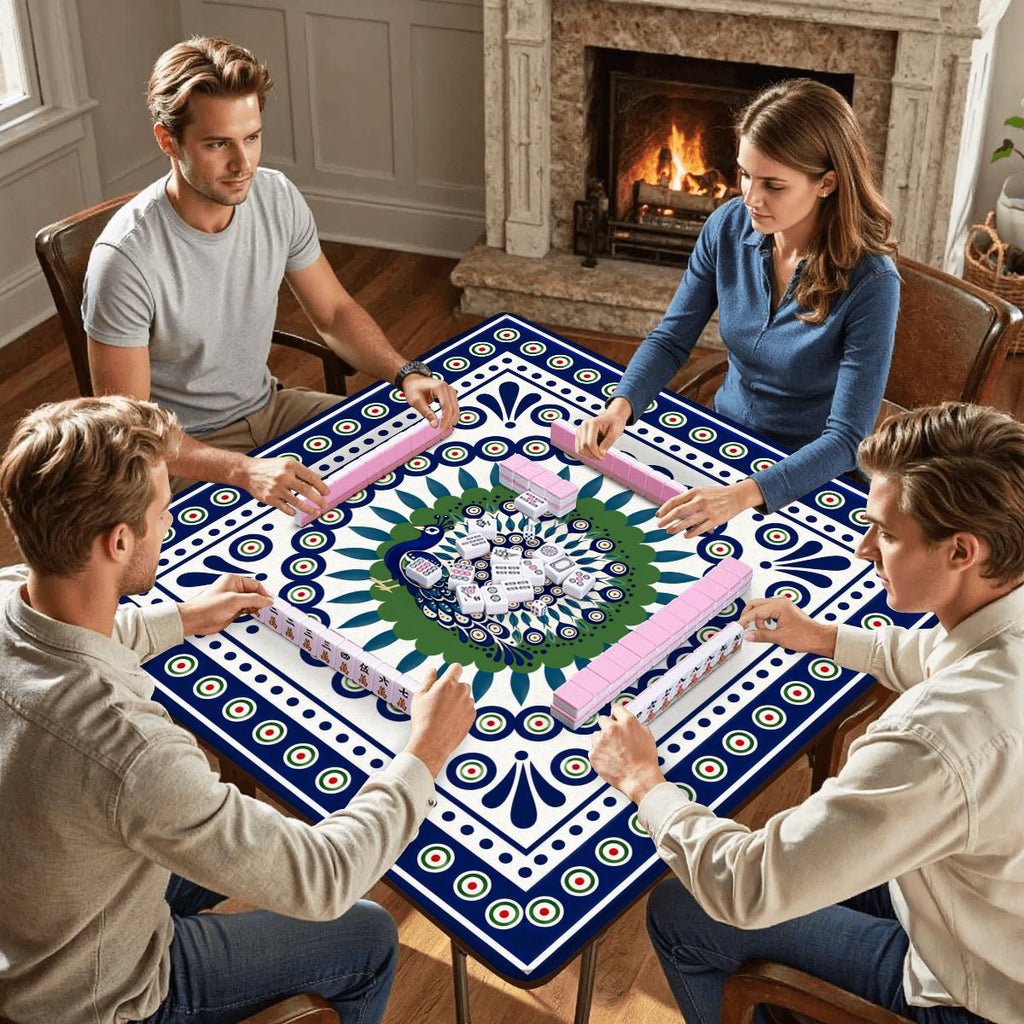 Porcelain Peacock Eye Pottery Inspired Mahjong Mat
