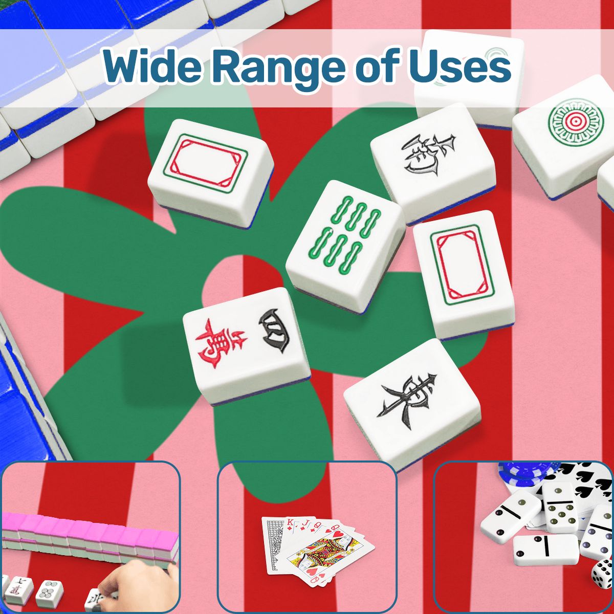 The Daisy Mae Red And Pink Preppy Striped Scalloped Mahjong Mat