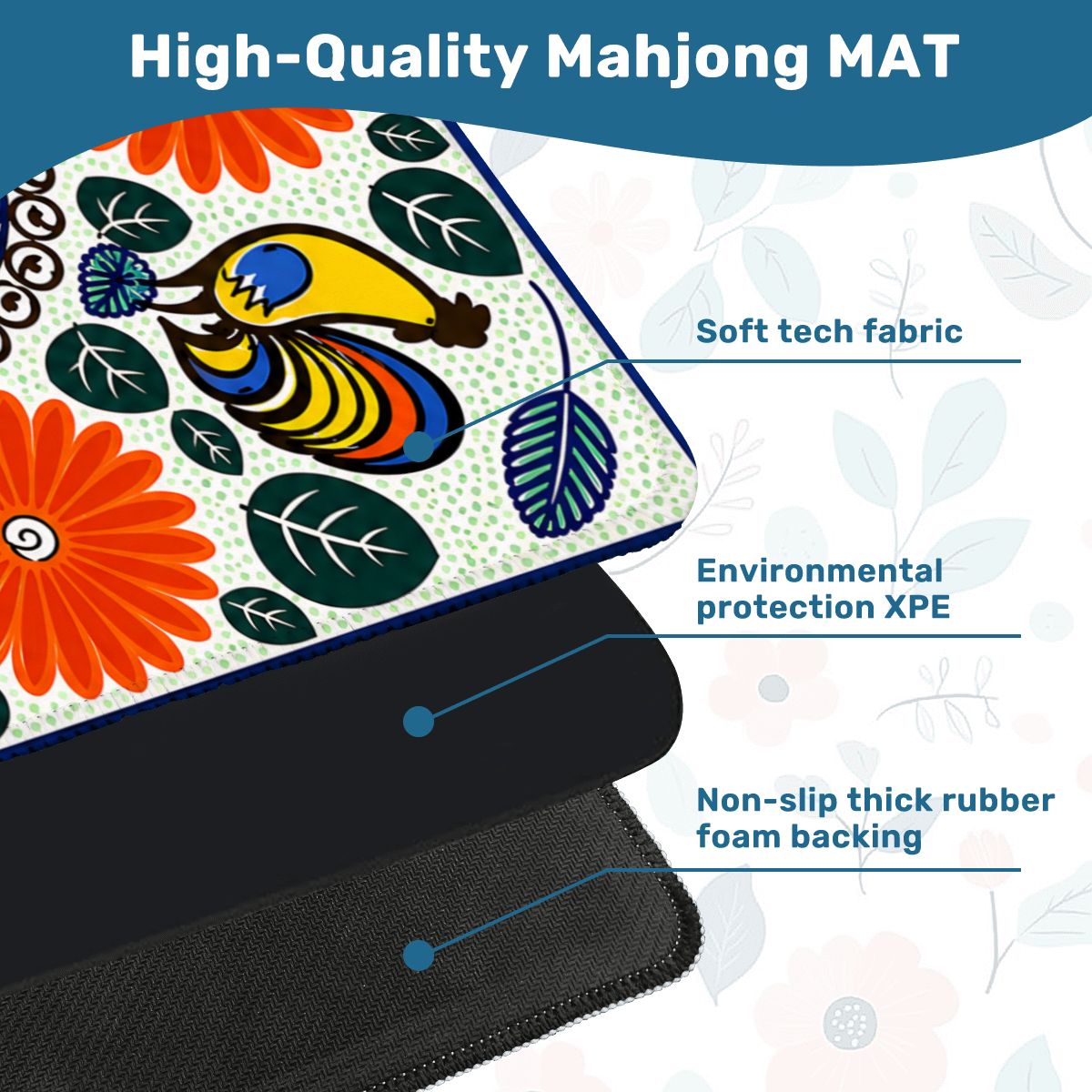 Roosters In The Sun Pottery Inspired Mahjong Mat