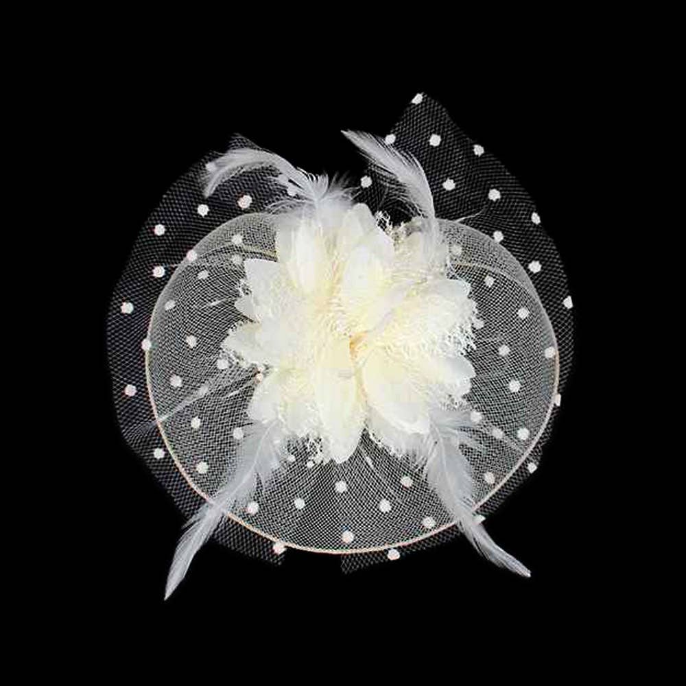 Feather Mesh Flower Fascinator / Headband