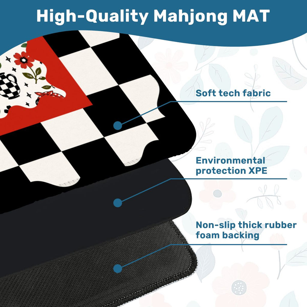 Mackenzies Garden Black Green Red Mahjong Mat