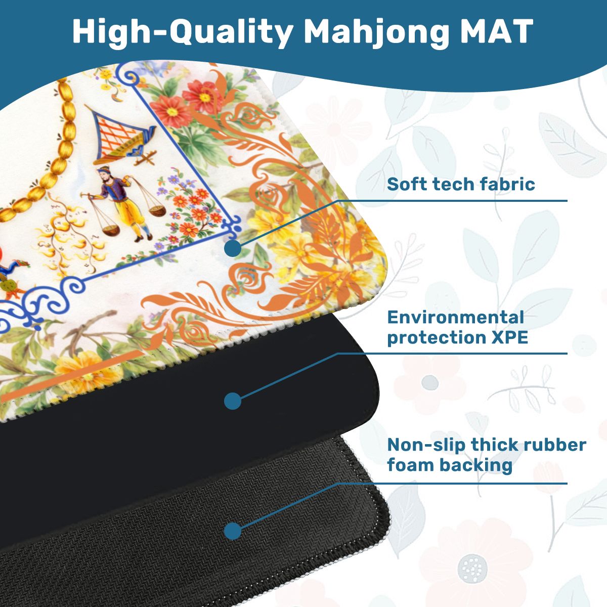 The Cirque Chinois Floral Mahjong Mat