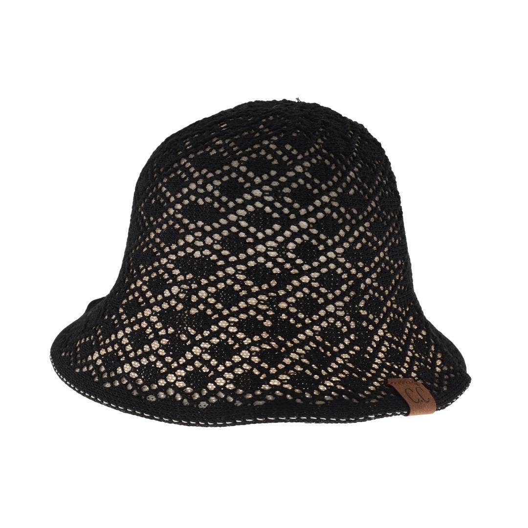 Diamond Lace Knitted Reversible C.C Cloche Bucket Hat BK3941