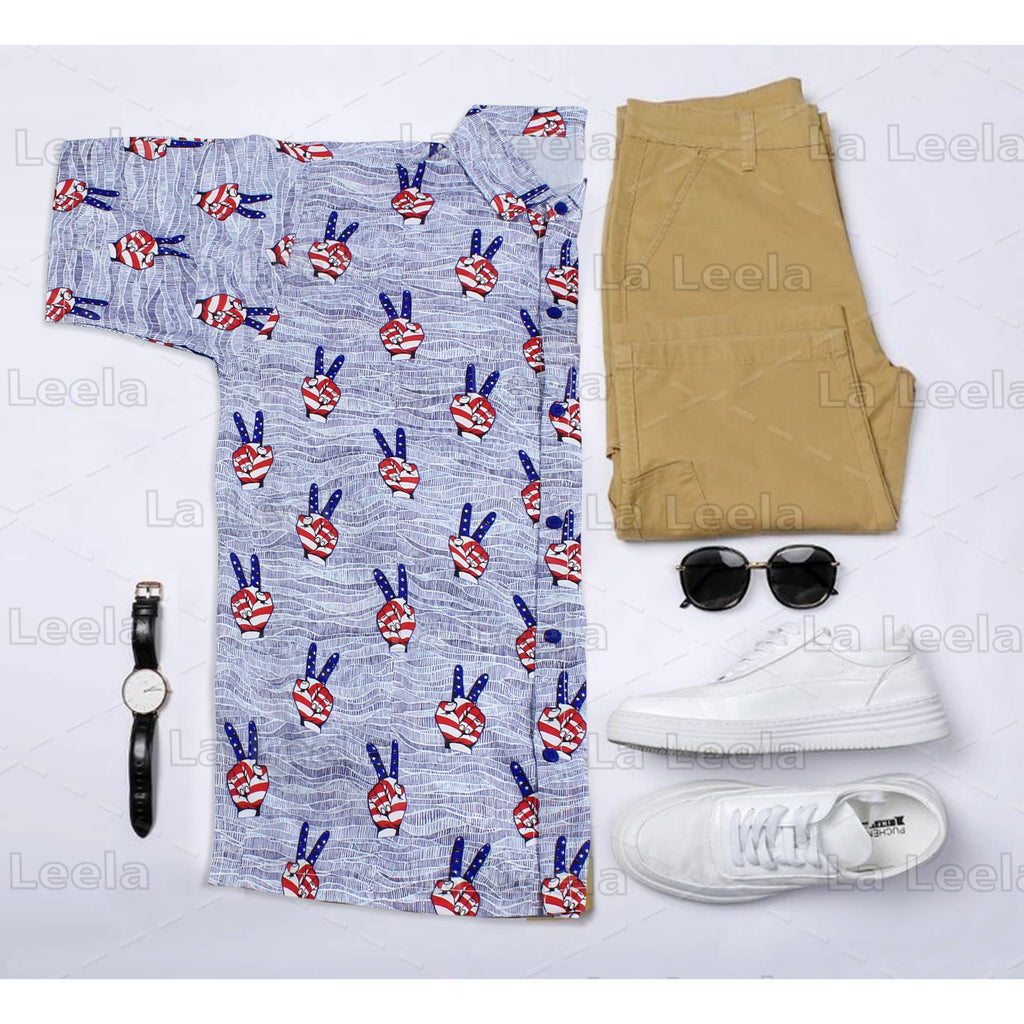 Men's Patriotic 4th of July American USA Flag Peace  P00128