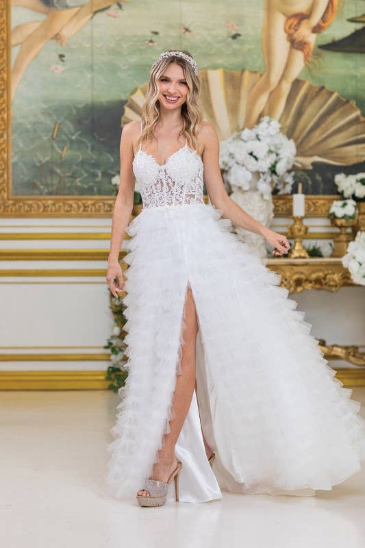 Traditional Prom Dress with Layered Ruffles