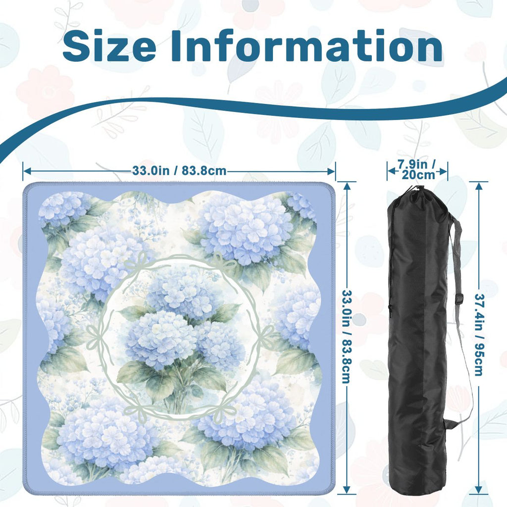 Baby Blue Floral Hydrangea Mahjong Mat 33"x33"