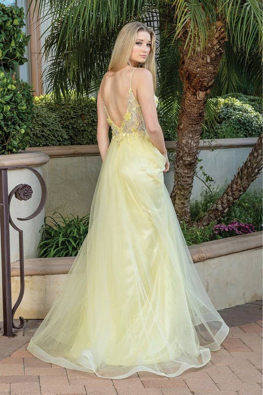 Elegant A-Line Evening Gown with Embroidered