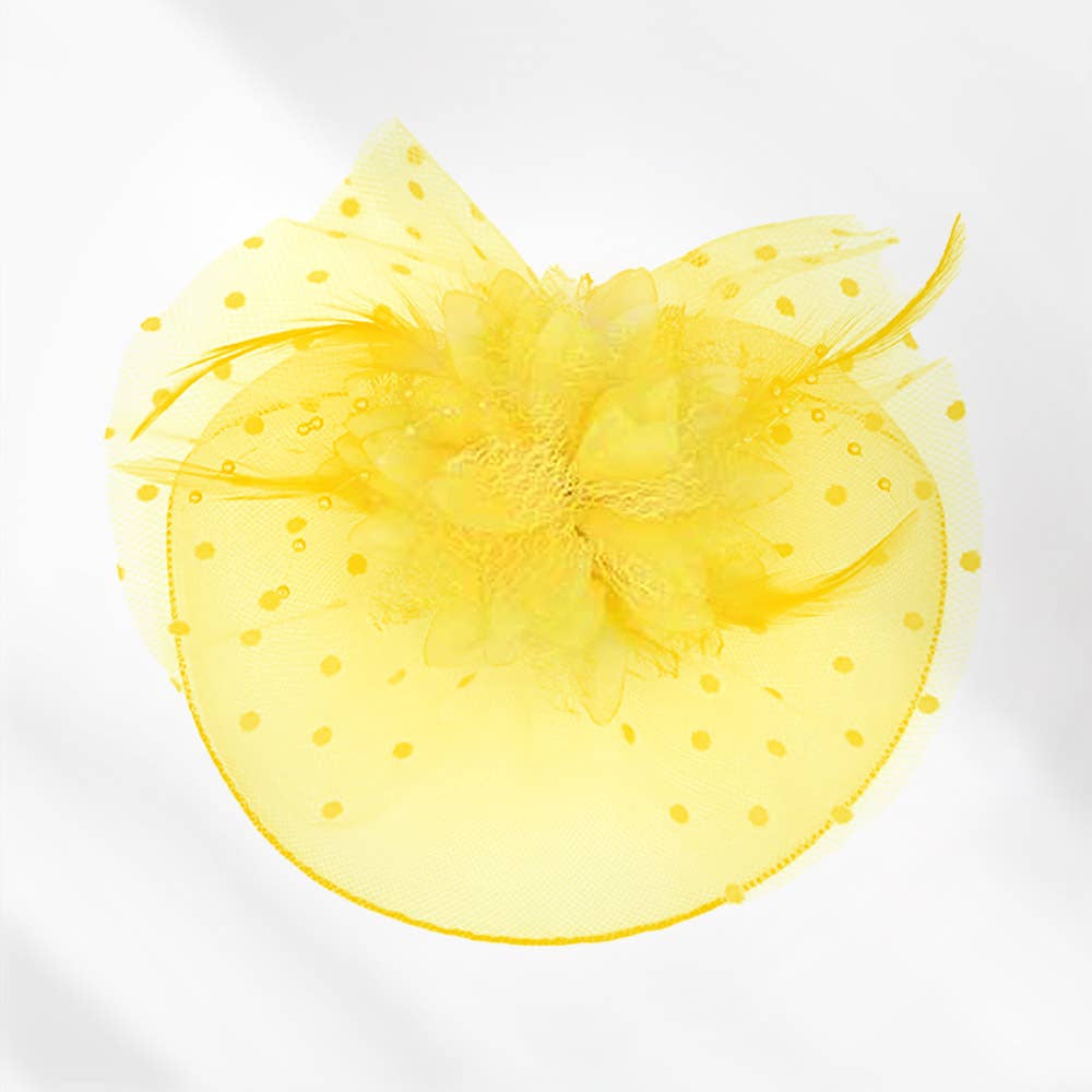 Feather Mesh Flower Fascinator / Headband