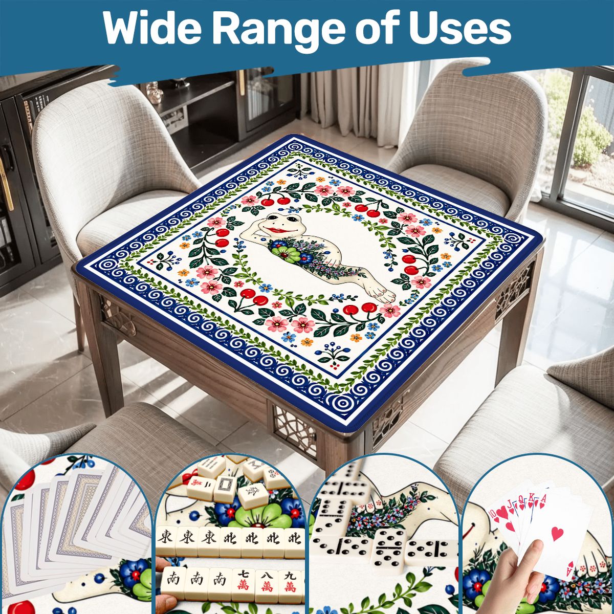 Cherry Toad Polish Pottery Inspired Mahjong Mat