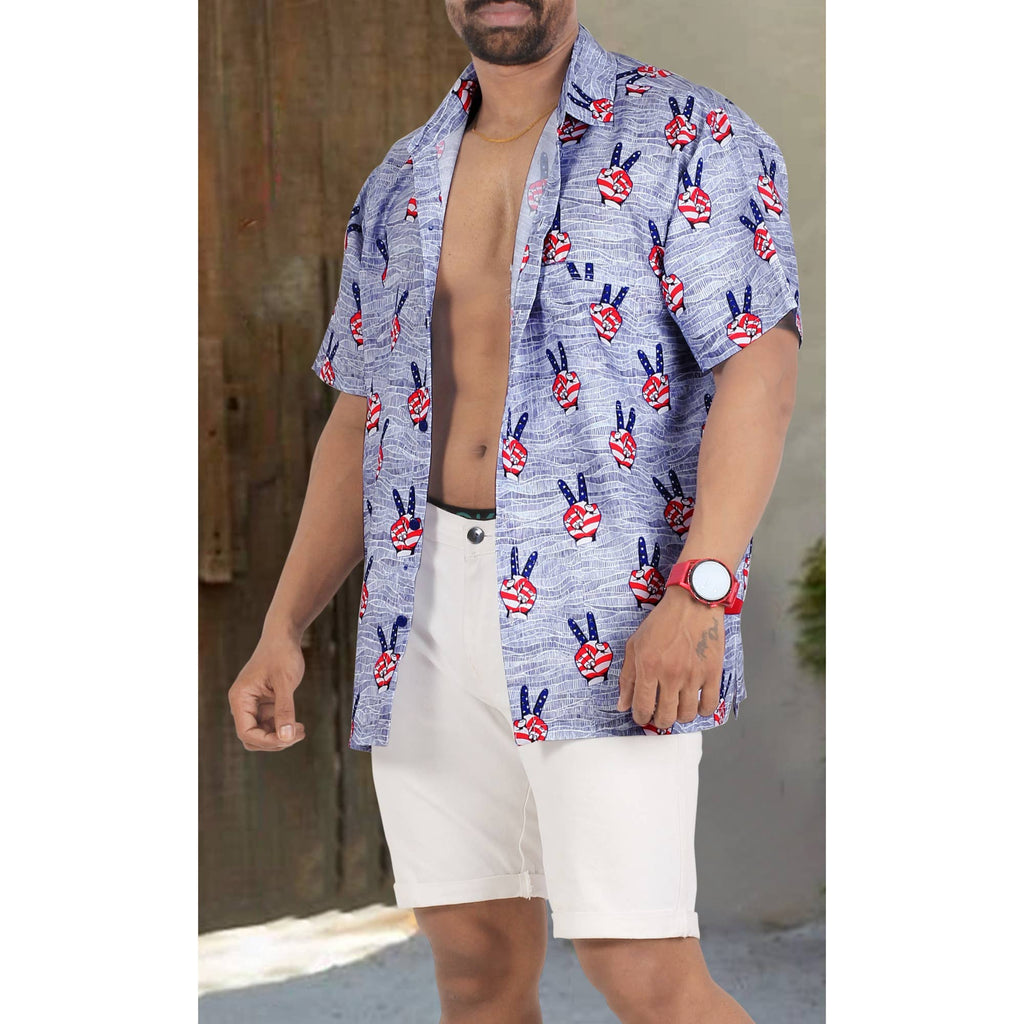 Men's Patriotic 4th of July American USA Flag Peace  P00128