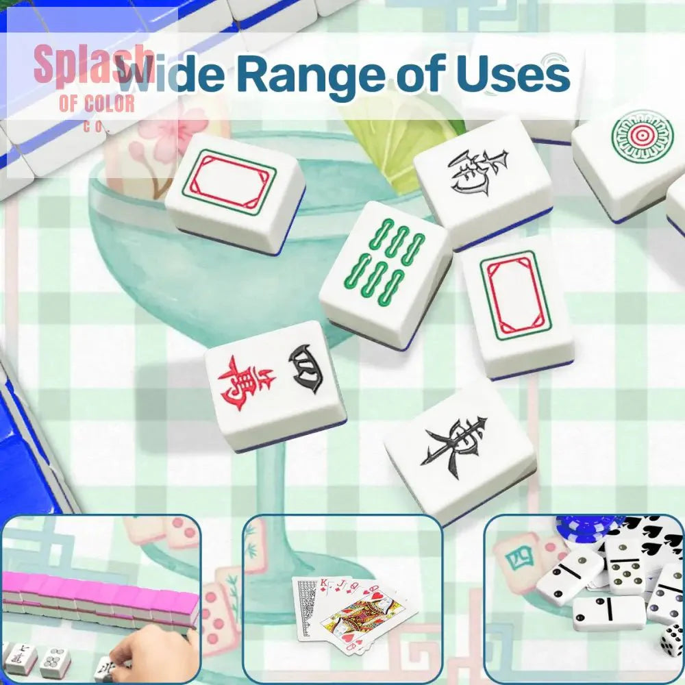 Mahjong Mat Whimsical Tiles And Cocktail Pastel Watercolor Preppy Mahj Mat