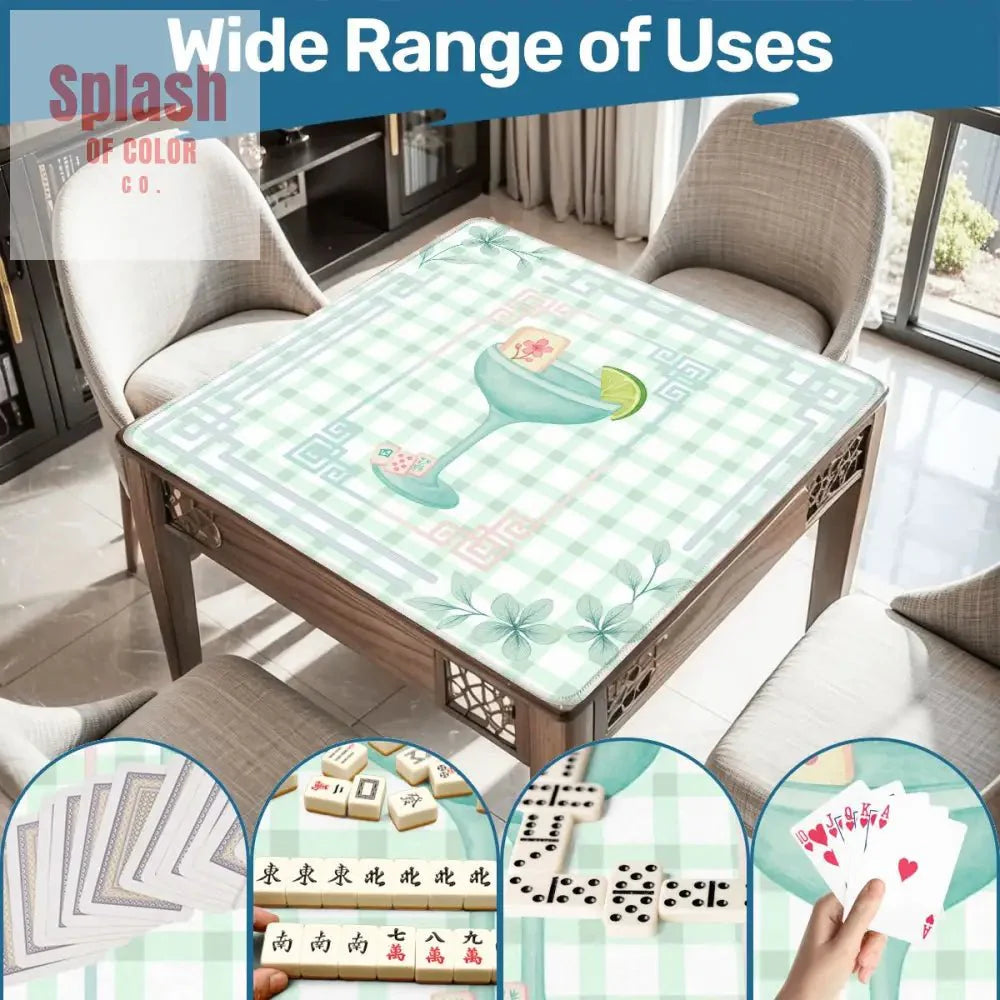 Mahjong Mat Whimsical Tiles And Cocktail Pastel Watercolor Preppy Mahj Mat