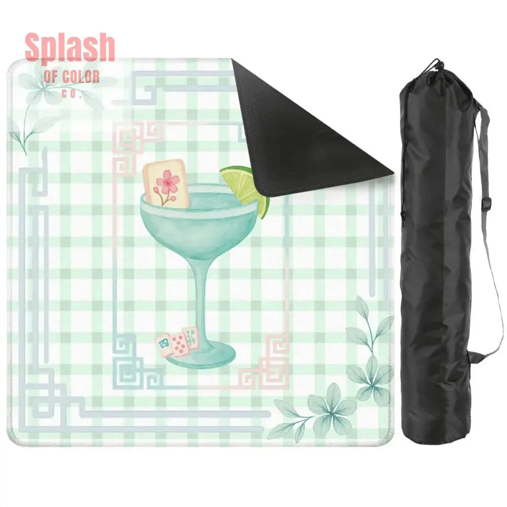 Mahjong Mat Whimsical Tiles And Cocktail Pastel Watercolor Preppy Mahj Mat