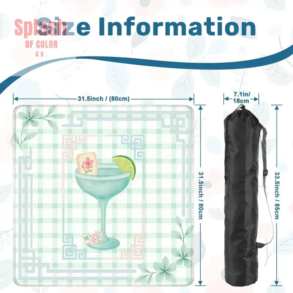 Mahjong Mat Whimsical Tiles And Cocktail Pastel Watercolor Preppy Mahj Mat