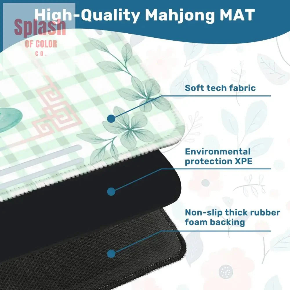Mahjong Mat Whimsical Tiles And Cocktail Pastel Watercolor Preppy Mahj Mat