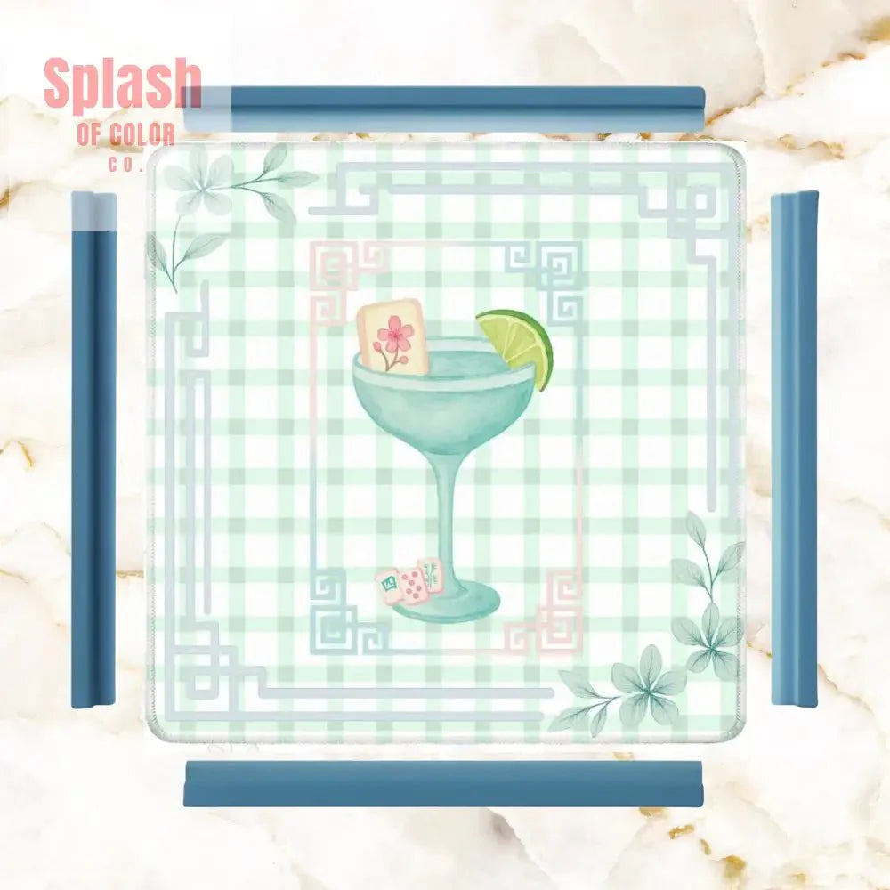 Mahjong Mat Whimsical Tiles And Cocktail Pastel Watercolor Preppy Mahj Mat