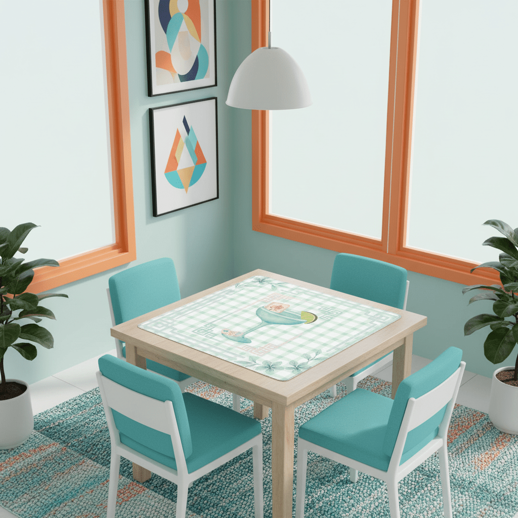 Mahjong Mat Whimsical Tiles And Cocktail Pastel Watercolor Preppy Mahj Mat