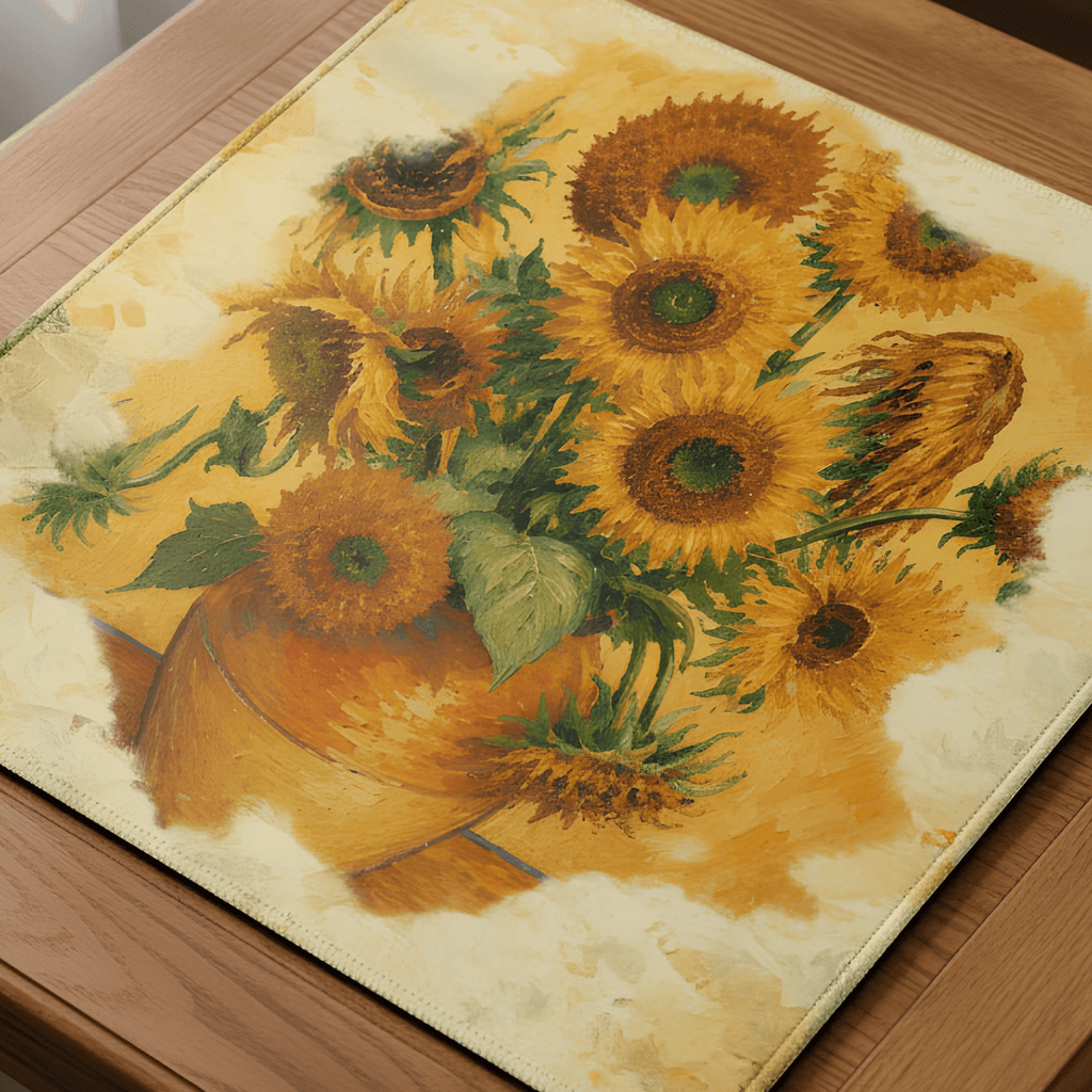 The Mahj Gogh Watercolor Sunflower Mahjong Mat