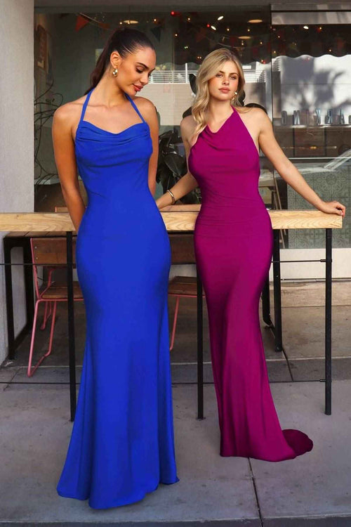 Astee T506 Multi-Way Adjustable Neckline Fitted Stretch Formal Dress
