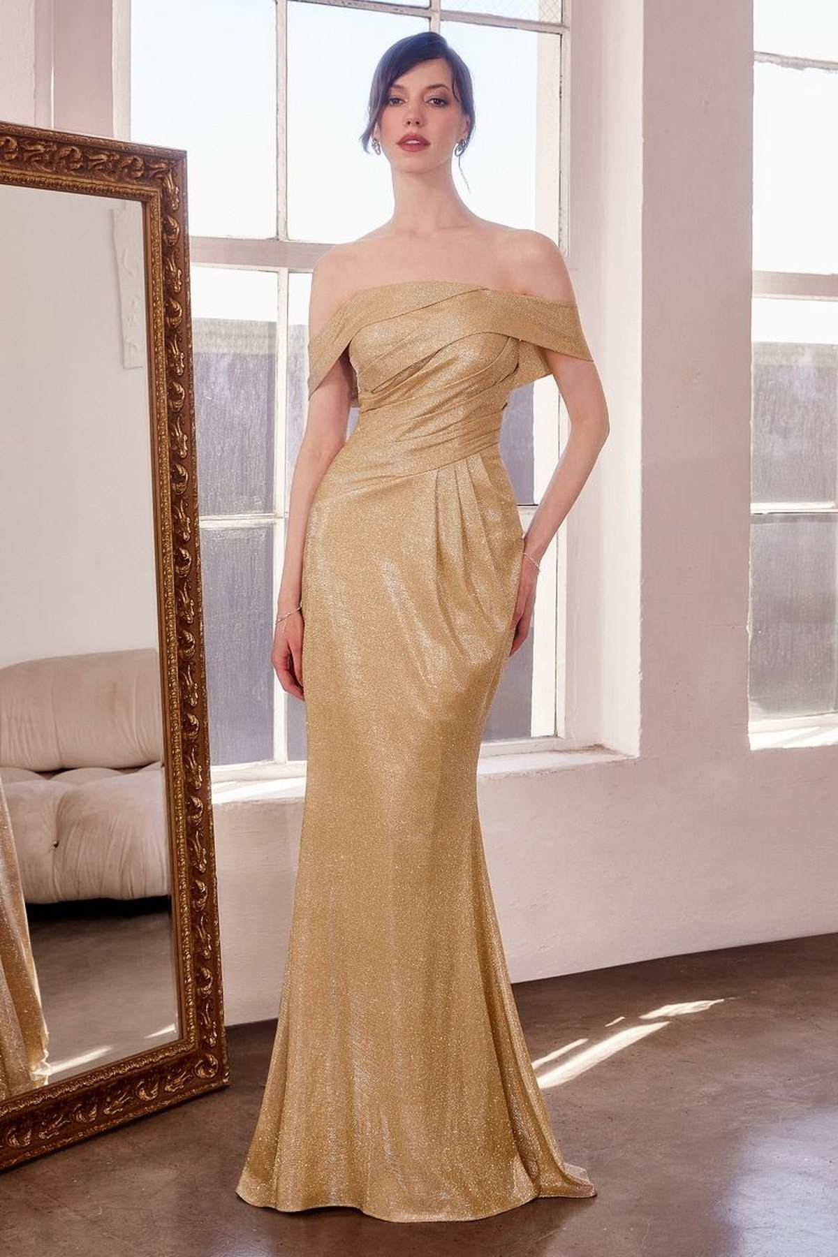 Ladivine Amoris T603 Off Shoulder Classic Modest Fitted Prom Gown