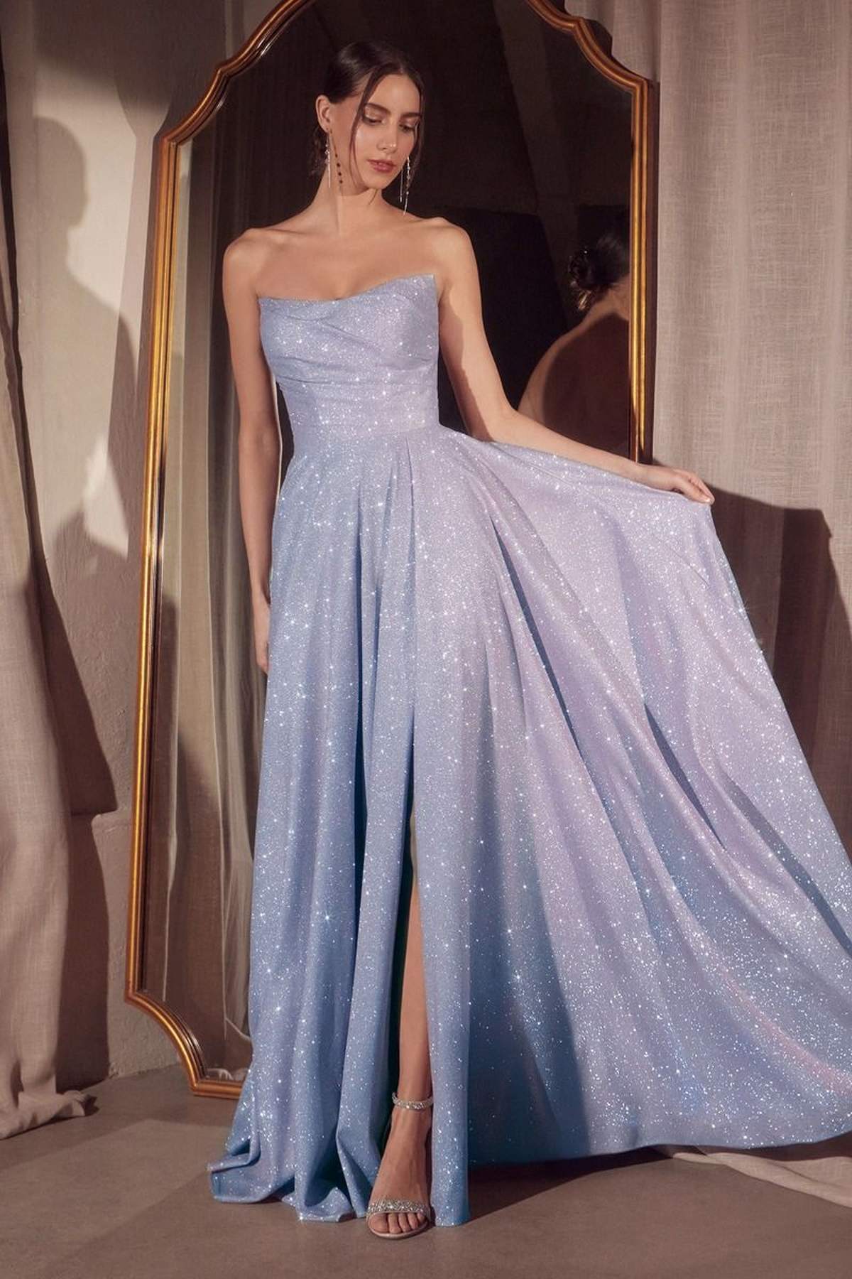 Ladivine Amoris T701 Strapless Glitter A-Line Gown