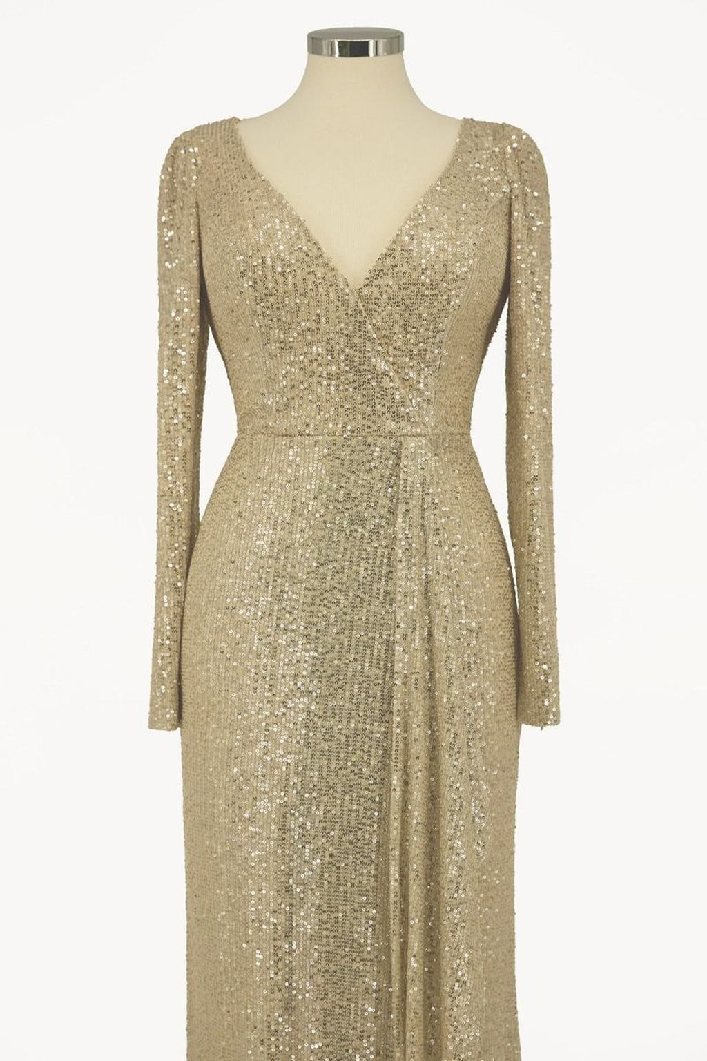 Ladivine Amoris T801 Long Sleeve Sheath Sequin Evening Gown