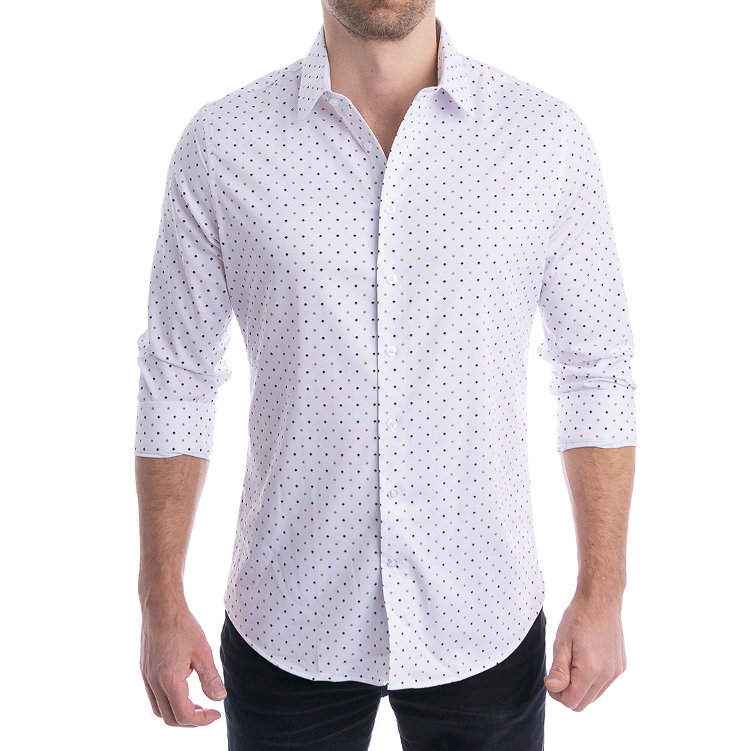 goTIELESS Ultimate Dress Shirt (White/Royal Palm)